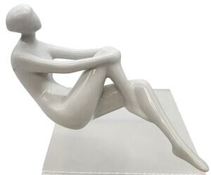 Large Antique Royal Dux Porcelain Nude Woman Hugging Knee By Jitka Forejtova